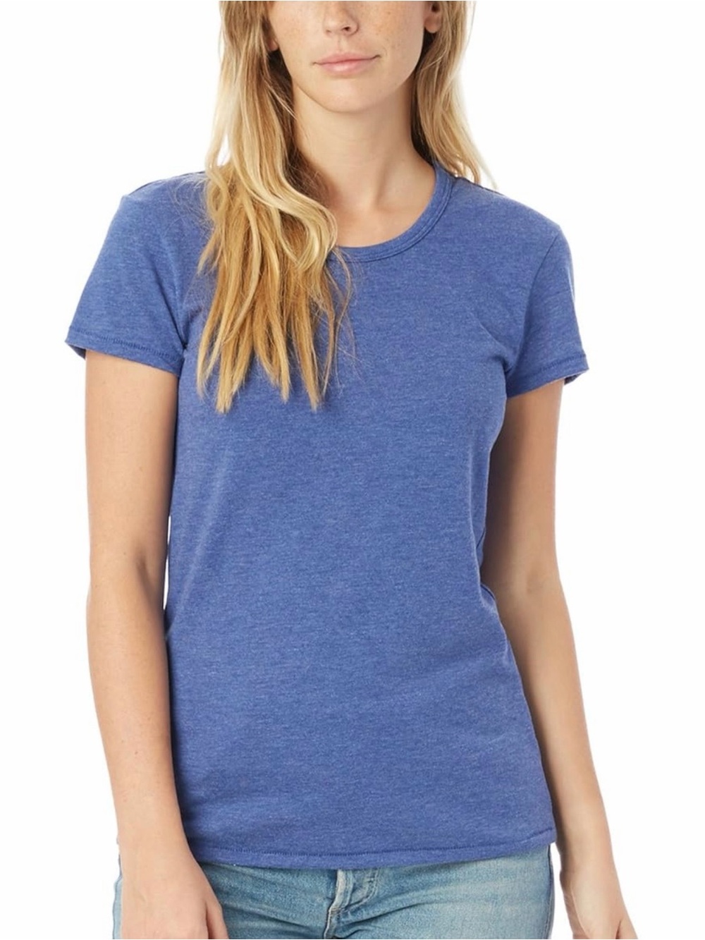 Alternative Apparel W's Jersey Crew Tee, Eco-Jersey Tri-Blend, Heather Blue, M